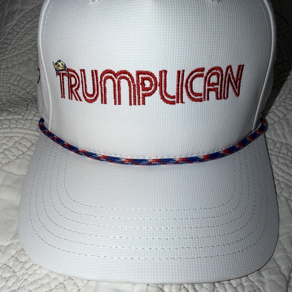 Trumplican Athletic‎ Rope Golf Cap White with Red/Royal/White Rope Gold Hat